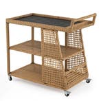 LIVSK 3-laags Serveertrolley - Weerbestendig PE-rotan - 30 k, Verzenden, Nieuw