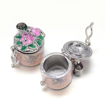 Wensdoosje of prayerbox met roze emaille 18 x 26mm oogje..., Ophalen of Verzenden, Nieuw, Bedel