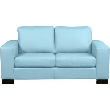 Leren bank Enjoy - 2 zits - Toledo Sky Blue (lichtblauw) -, 150 tot 200 cm, Nieuw, Ophalen of Verzenden, Rechte bank
