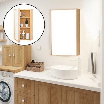 [en.casa] Spiegelkast Ikorfat bamboe 60,5x35x14 cm houtkleur, Verzenden, Nieuw