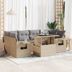 vidaXL 7-delige Loungeset met kussens poly rattan beige, Verzenden, Nieuw, Rotan, Loungeset