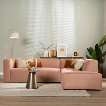 50% Korting: Velvet hoekbank Memphis roze rechts, Ophalen, Zo goed als nieuw, Scandinavisch, Velvet chique, Modern