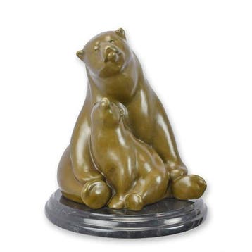 sculptuur, Magnificent Bronze Sculpture of Mother Bear with