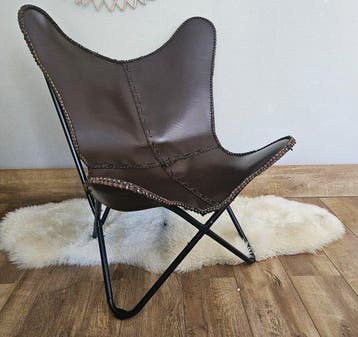 Stoel - Butterfly stoel (3107) - Leder, Metaal, Nieuw