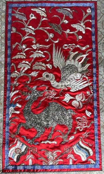 Paneel - Zijde - China - Chinees geborduurd paneel