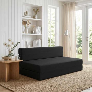 vidaXL Vouwbare Bankbed Zwart 152 x 86,5 x 60 cm Stof, Huis en Inrichting, Verzenden, Nieuw, Stof, 150 tot 200 cm