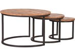 LABEL51 Set Triplet - Salontafel - 3 ronde tafels - Naturel, Verzenden, Nieuw