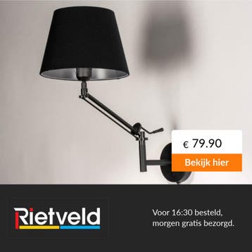 Rietveld-Wandlampen-Zwart-Stof, Metaal, Verzenden, Nieuw
