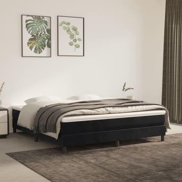 vidaXL Boxspring bed 160x200 cm fluweel zwart, Verzenden, Zwart, 200 cm, Stof