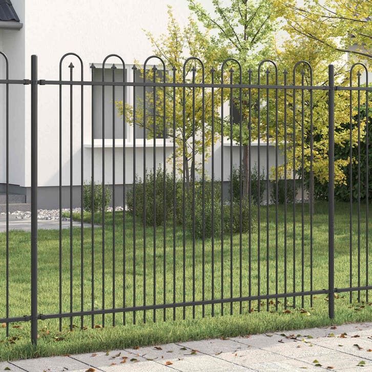 vidaXL Spike Boog Hek DRONTEN Zwart, Tuin en Terras, Schuttingen, Nieuw, IJzer, Verzenden