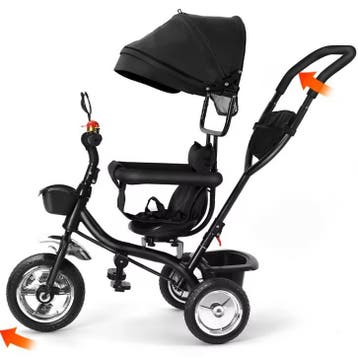 Meegroeifiets 3-in-1 Kinderdriewieler met Duwstang en Mand, Verzenden, Nieuw