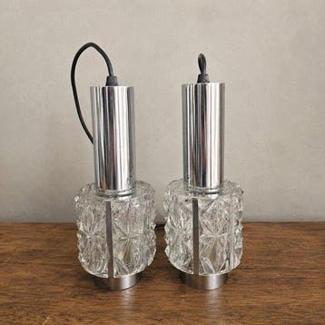 Dutch design - Plafondlamp (2) - Metaal, Glas - Paar vintage