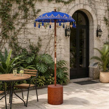 vidaXL Balinese parasol met basis 2 st Blauw, Verzenden, Nieuw, 1 tot 2 meter