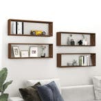 vidaXL Wandschappen kubus 4 st 80x15x26,5 cm hout bruin, Huis en Inrichting, Verzenden, Nieuw