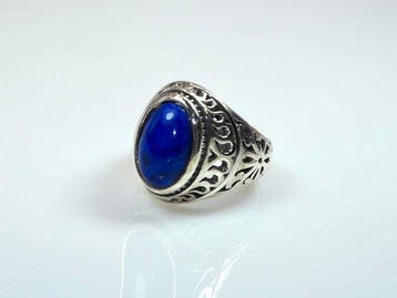 Lapis lazuli - Zilver - Ring, Antiek en Kunst