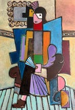 Carola Castro - “Mujer con abanico”, Antiek en Kunst