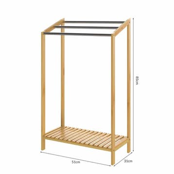 Handdoekenrek Bamboe met Stangen RVS (Badkamer, Interieur), Verzenden, Nieuw