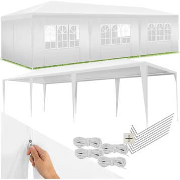 Paviljoen Miramas met 8 zijpanelen, waterdicht, 9x3m - wit, Tuin en Terras, Partytenten, Verzenden, Nieuw