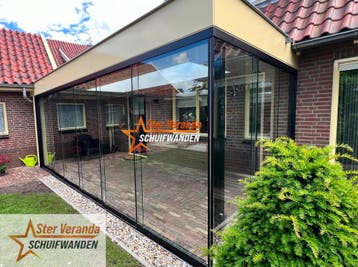 Glazen schuifwanden-Veranda glaspanelen | Levering + montage, Tuin en Terras, Verzenden, Nieuw, Veranda