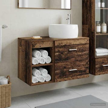 vidaXL Badkamermeubelset 2 st Oud hout Bewerkt hout, Verzenden, Nieuw