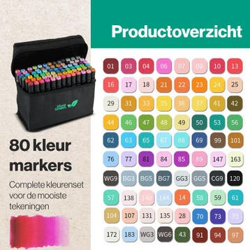 Twinmarkers 80 stuks voor volwassenen - Alcohol Markers, Verzenden, Zo goed als nieuw