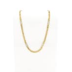 Massief bicolor gouden Figaro schakelketting, Sieraden, Tassen en Uiterlijk, Kettingen, Ophalen of Verzenden, Gebruikt, Overige kleuren