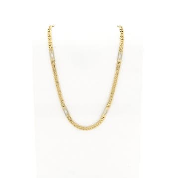 Massief bicolor gouden Figaro schakelketting, Sieraden, Tassen en Uiterlijk, Kettingen, Ophalen of Verzenden, Gebruikt, Goud, Goud
