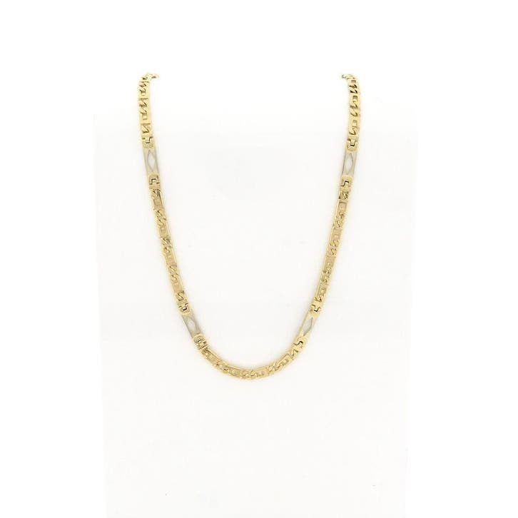 Massief bicolor gouden Figaro schakelketting, Sieraden, Tassen en Uiterlijk, Kettingen, Goud, Gebruikt, Goud, Ophalen of Verzenden