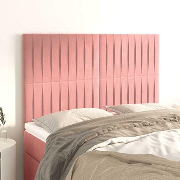 vidaXL Hoofdbord roze 144x5x118/128 cm fluweel, Verzenden, Nieuw, Stof