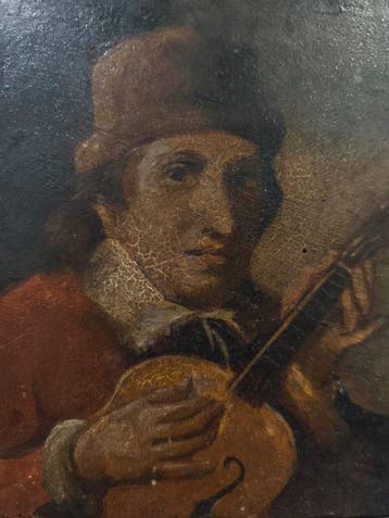 Escuela Barroco Europea (XVII) - Retrato de musico, Antiek en Kunst, Kunst | Schilderijen | Klassiek