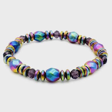 Handgemaakte Regenboog Hematite Kralen Armband met Kristal -, Verzenden, Nieuw