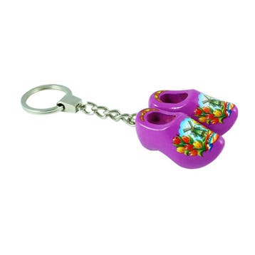 Sleutelhanger met 2 klompjes van 4 cm Paars, Ophalen of Verzenden, Nieuw
