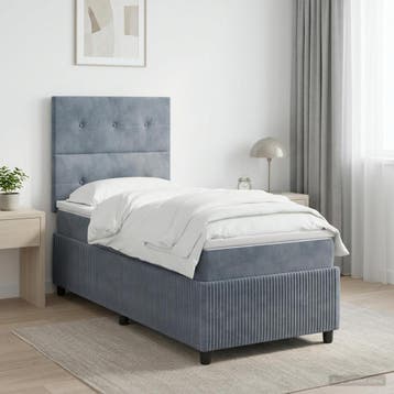 vidaXL Boxspringbed met matras Donkergrijs Enkel Fluweel, Verzenden, Nieuw, Stof