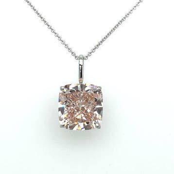Halsketting - 14 karaat Witgoud - 5.51ct. tw. Roze Diamant, Nieuw
