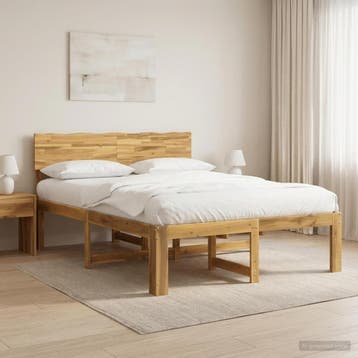 vidaXL Tweepersoonsbed met hoofdeinde ROSTOCK Wit 150 x 200, Huis en Inrichting, Verzenden, Wit, Hout, Nieuw