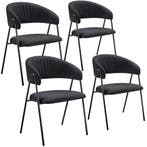 Eetkamerstoel Bedano, gestoffeerd, geweven stof, 150 kg - zw, Huis en Inrichting, Stoelen, Verzenden, Nieuw