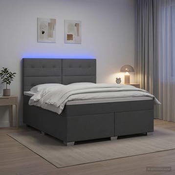 vidaXL Boxspringbed met matras Donkergrijs 140 x 200 cm Stof, Verzenden, Nieuw