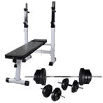 vidaXL Trainingsbank met gewichtenrek en halterset 60,5 kg, Verzenden, Nieuw