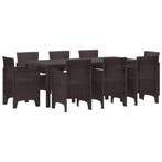 vidaXL Tuin eettafelset 9 pcs Bruin Polypropyleen, Verzenden, Nieuw, Meer dan 8 zitplaatsen