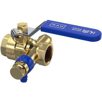 Raminex kogelkraan 2x 1/2 binnendraad + aftap 1/4, Doe-het-zelf en Verbouw, Ophalen of Verzenden, Nieuw