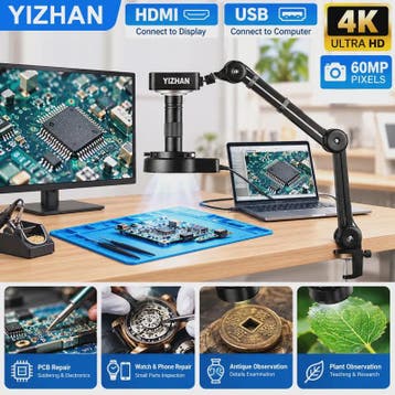 YIZHAN 60MP 4K Digitale Microscoop met HDMI/USB, 150x Zoom e, Verzenden, Nieuw