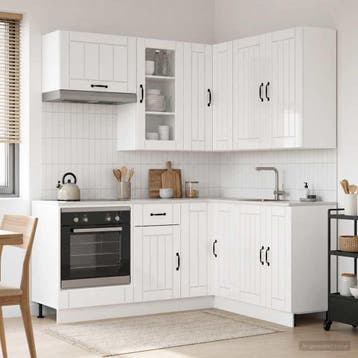 vidaXL Keukenblok LUCCA 8 st Hoogglans Wit Bewerkt hout, Huis en Inrichting, Verzenden, Nieuw, Wit
