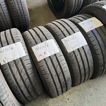 4 x Continental PremiumContact 2 185-55-16 Zomerbanden 5mm, Auto-onderdelen, Banden en Velgen, Gebruikt, 16 inch, Band(en), Personenwagen