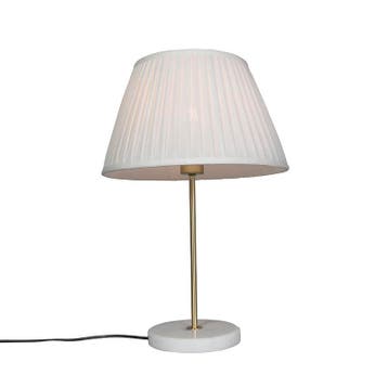 Retro tafellamp messing met Plisse kap crème 35 cm - Kaso, Verzenden, Nieuw