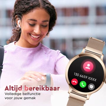 Golden Sound AMOLED Smartwatch Dames - 3 extra bandjes -, Ophalen of Verzenden, Zo goed als nieuw, Golden Sound
