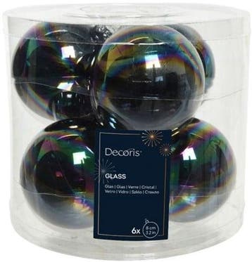 Glazen kerstballen parelmoer iriserend transparant 80 mm, Ophalen of Verzenden, Nieuw