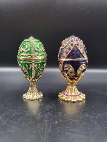 Lot de 2 boîtes à bijoux décoratives style œufs de Fabergé –