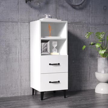 vidaXL Dressoir 34,5x34x90 cm bewerkt hout wit, Minder dan 50 cm, Verzenden, Nieuw, 25 tot 50 cm