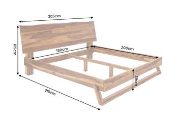 Bed AMAZONAS 180x200cm boomstam sheesham hout bruin - 40710, Ophalen of Verzenden, Nieuw