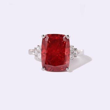 Ring - 14 karaat Witgoud - 8.35ct. tw. Rood Diamant (Fancy, Nieuw